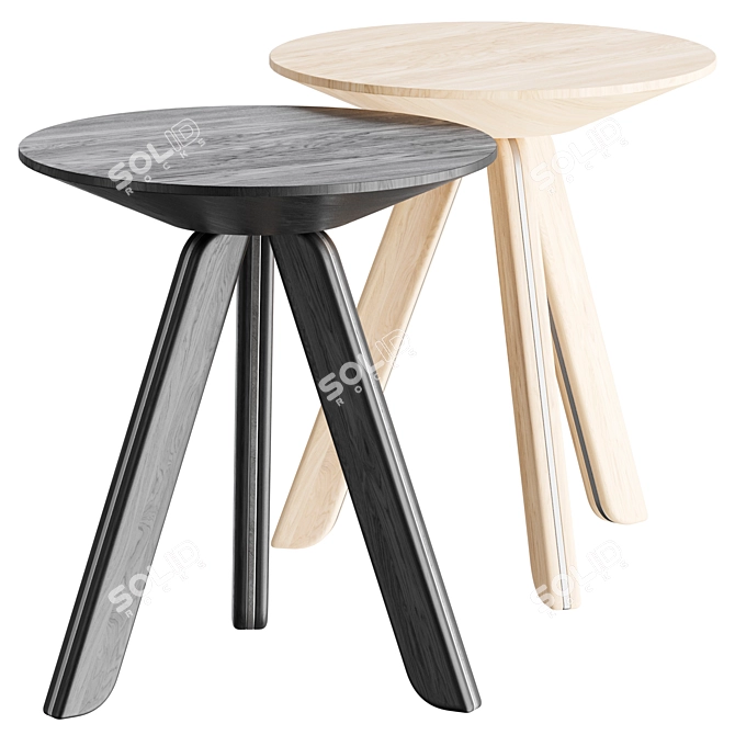 Designer Wooden Round Coffee Table 3D model image 2