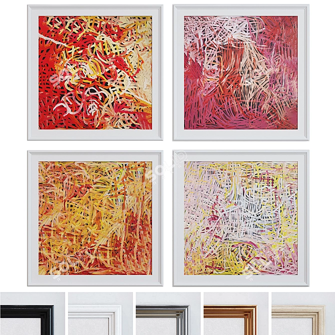 Modern Abstract Picture Frame Set 3D model image 1
