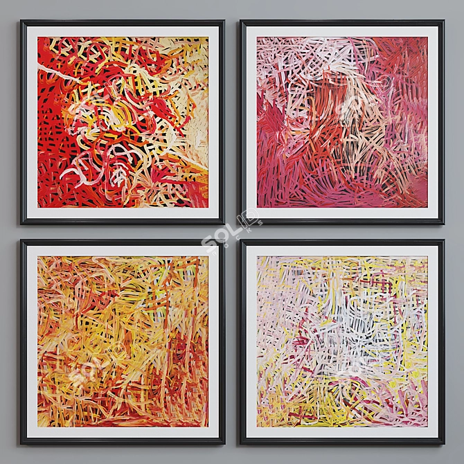 Modern Abstract Picture Frame Set 3D model image 4