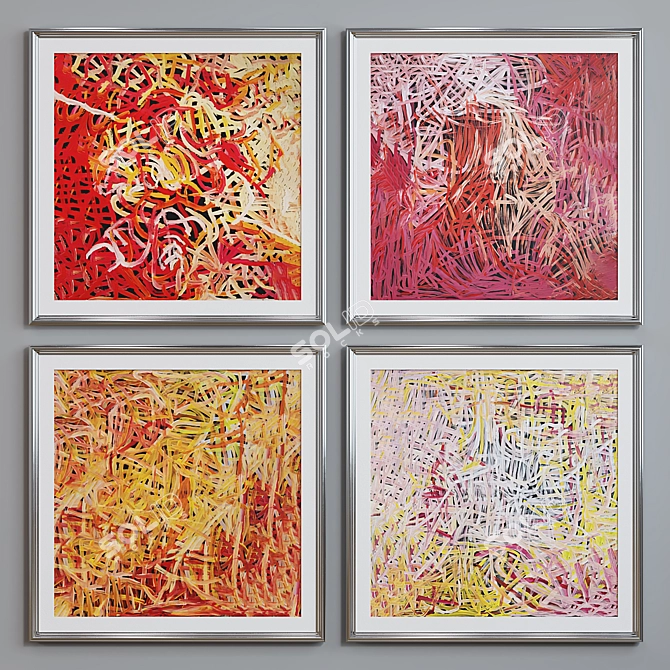 Modern Abstract Picture Frame Set 3D model image 5