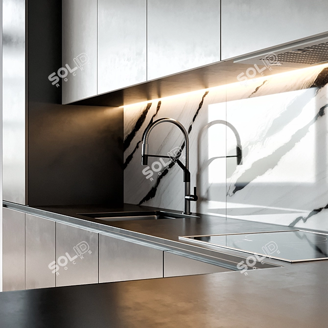 Modern Kitchen Set with Miele & Gessi 3D model image 4