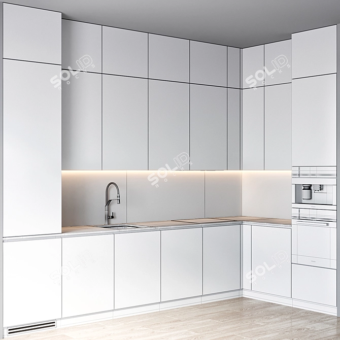 Modern Kitchen Set with Miele & Gessi 3D model image 6