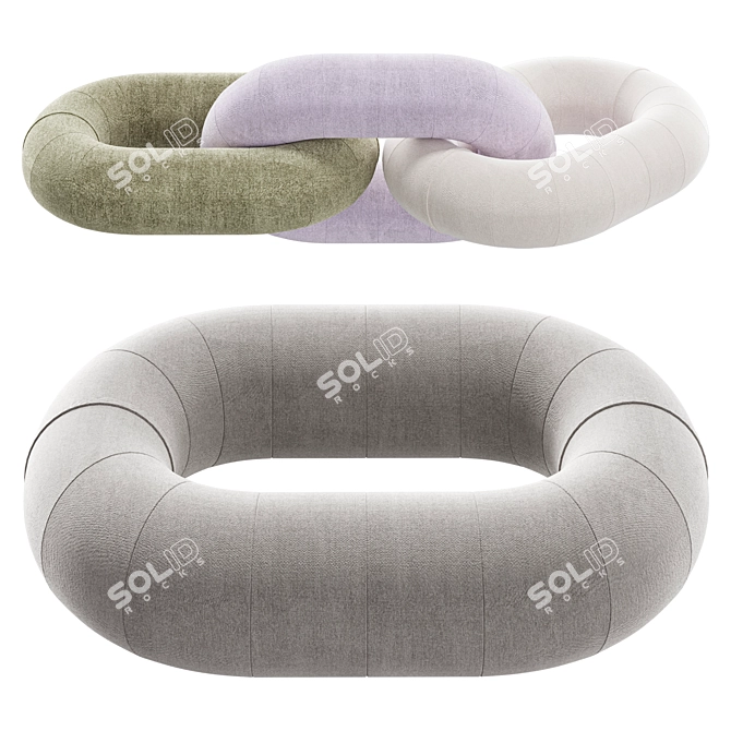 Link Raw Color Modular Sofa 3D model image 1