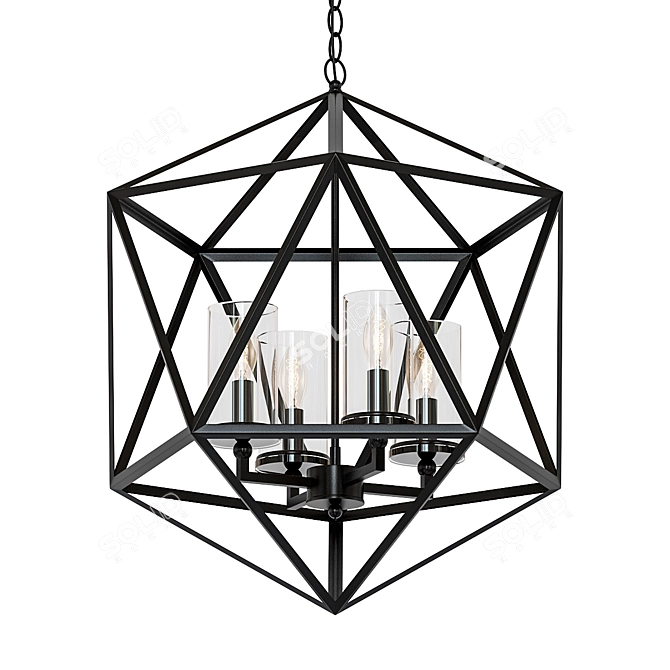 Antique Black Glass Chandelier Cage 3D model image 1