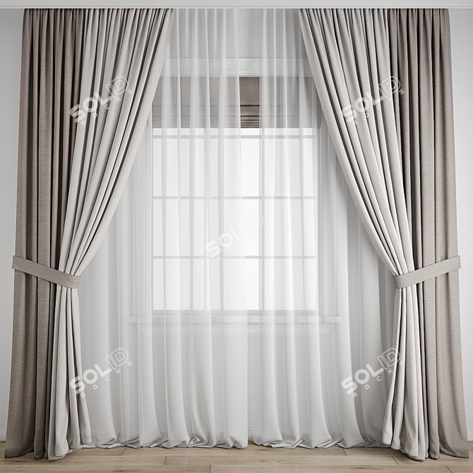 Polygonal Curtain Model Set 3D model image 2