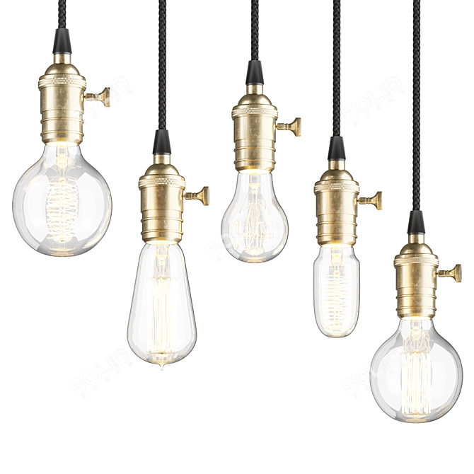 Edison Light Pendant - 5 Bulbs 3D model image 1