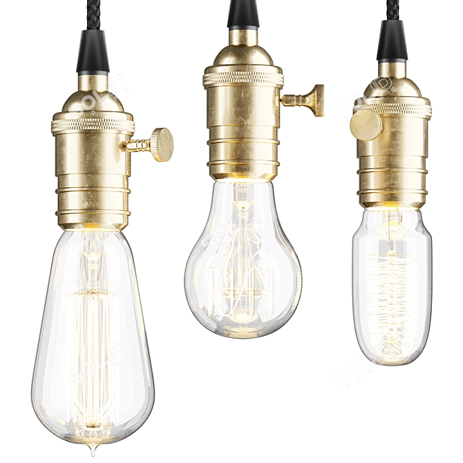 Edison Light Pendant - 5 Bulbs 3D model image 2