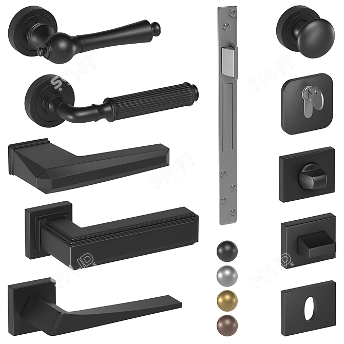 Elegant Corona Premium Door Handles 3D model image 1