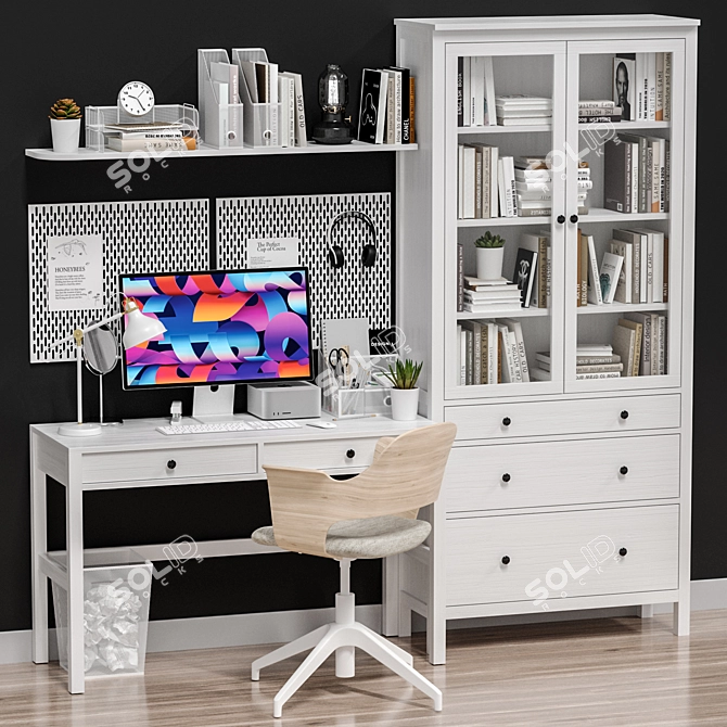 Modern Office Workplace Set 3D model image 1