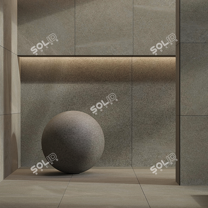 Graphite Natural Stone Tile Set 3D model image 4