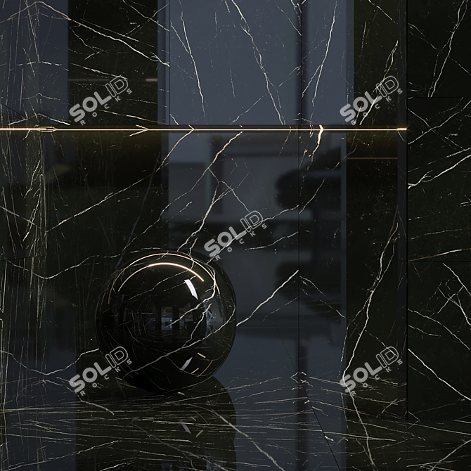 Elite Black Marble Tile Set 3D model image 4
