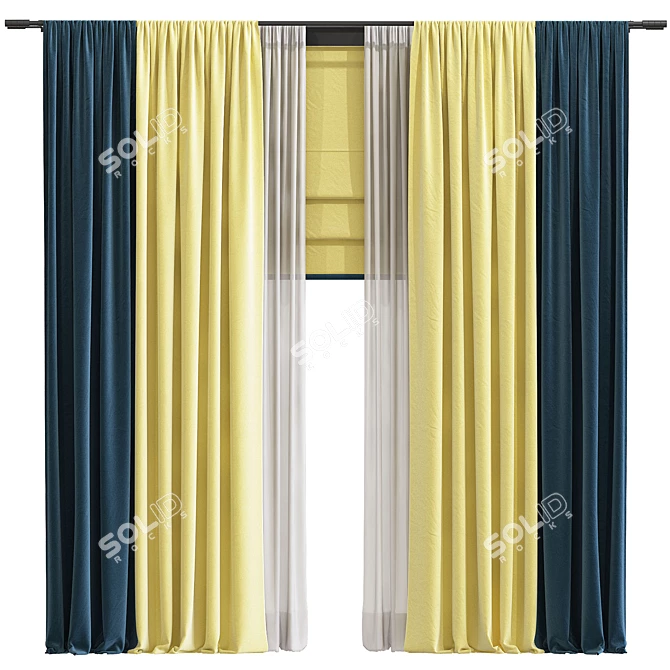 "Refurbished Curtain Design 3D model image 1