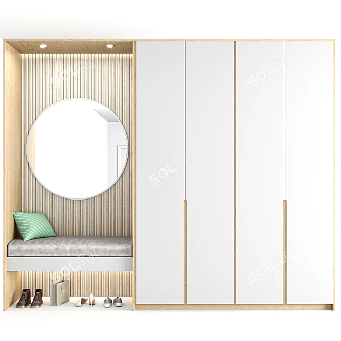 Scandinavian White Wood Hallway TMI01 3D model image 2