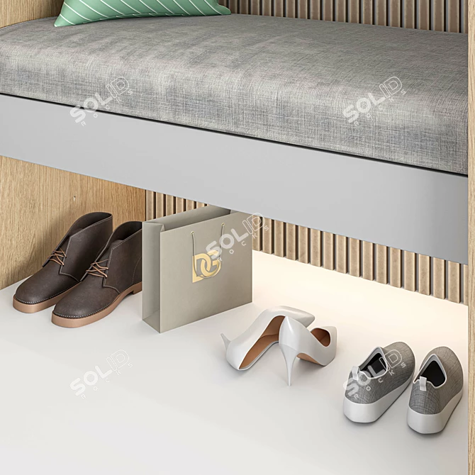 Scandinavian White Wood Hallway TMI01 3D model image 3