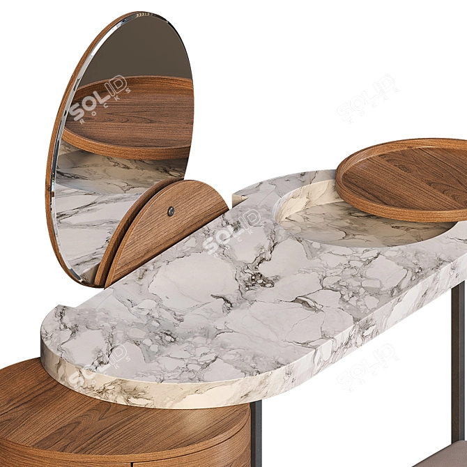 Elegant Emerald Marble Vanity Desk 3D model image 4