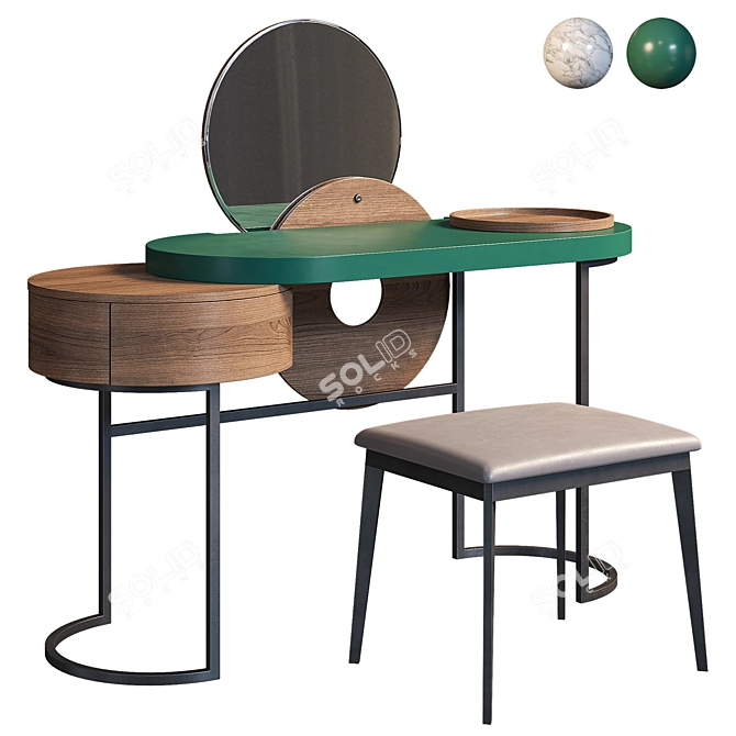 Elegant Emerald Marble Vanity Desk 3D model image 7