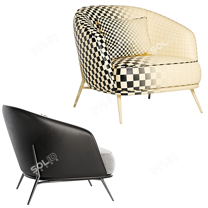 Elegant Blue Armchair - Plush Seating 3D model image 4