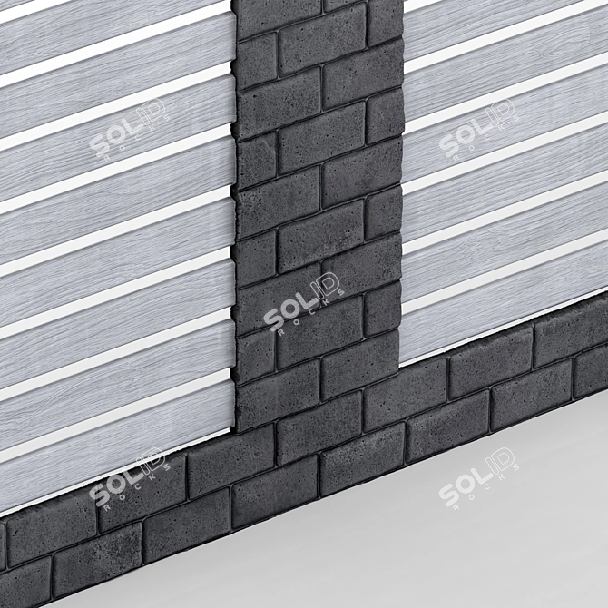 8K White Wood Brick Fence 3D model image 2