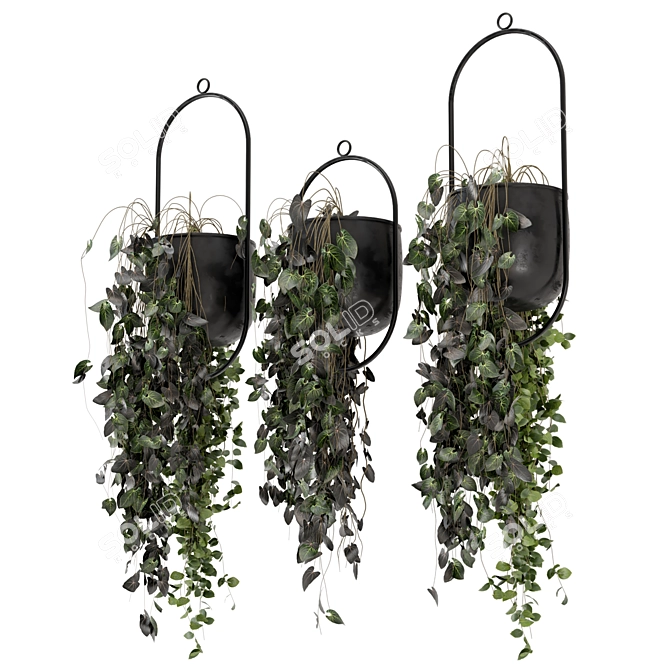 Metal Vase Hanging Plants Set 3D model image 6