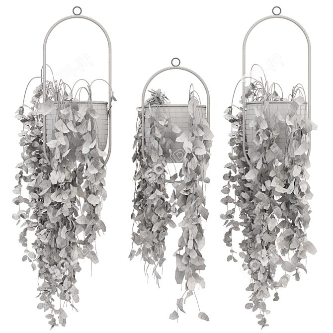 Metal Vase Hanging Plants Set 3D model image 7