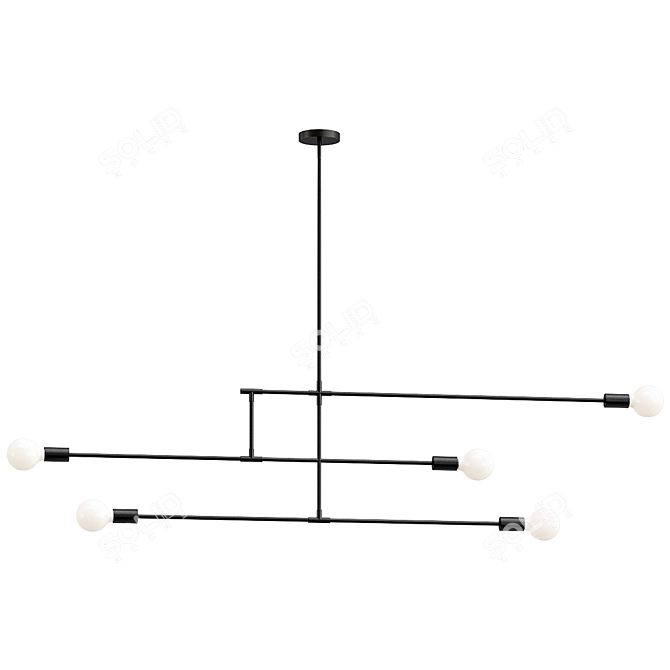 Sleek Black Chandelier Design 3D model image 1