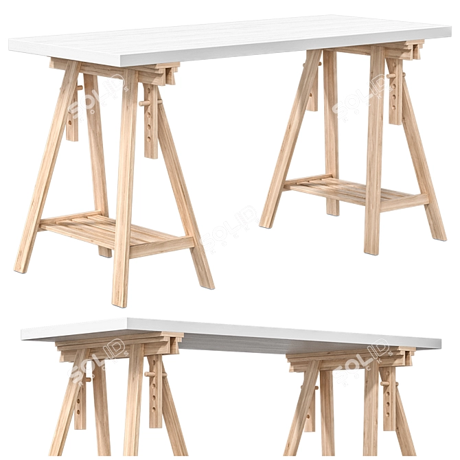 IKEA Lagkapten Writing Desk-Grey Oak 3D model image 1