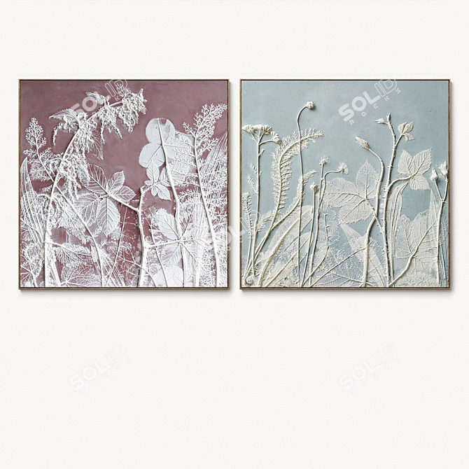 Dual Square Plaster Photo Frames 3D model image 3