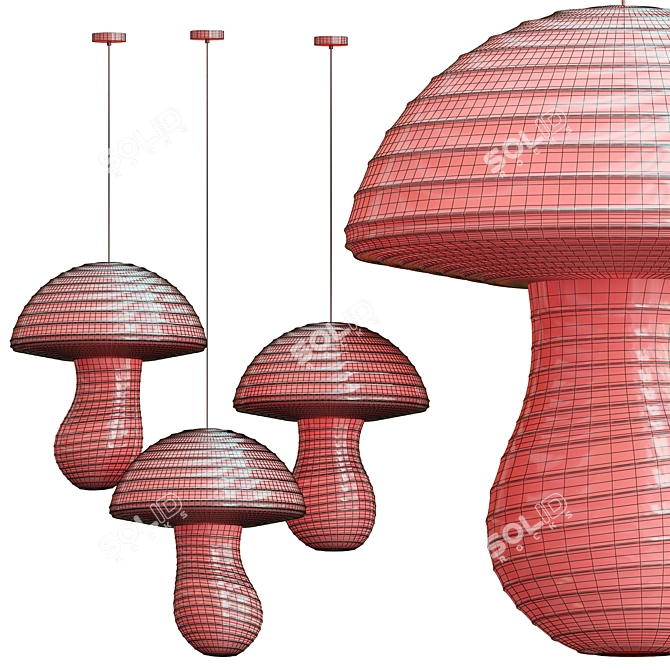 Artisan Mushroom Pendant Light 3D model image 4