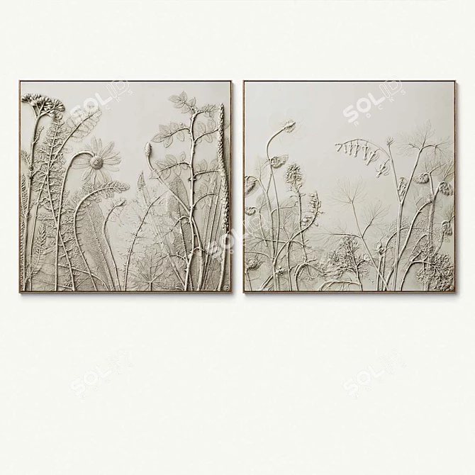 Abstract Plaster Square Photo Frames 3D model image 3