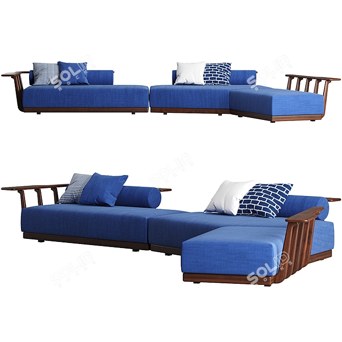 Mediterranean-inspired Sunset Platform Sofa 3D model image 1