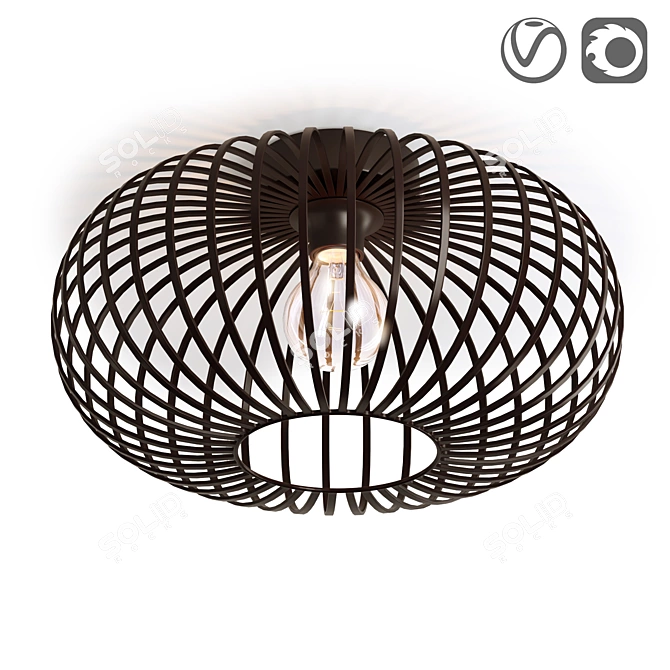 Vintage Metal Ceiling Light, Nahele 3D model image 1