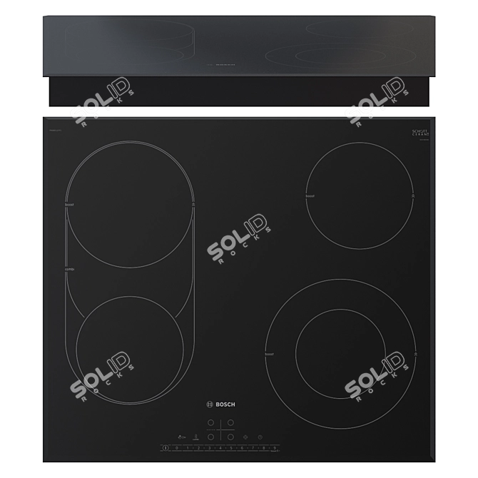 Bosch Black Electric Cooktop 60cm 3D model image 1