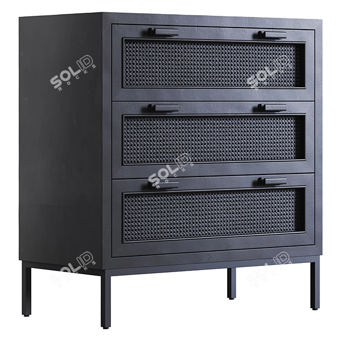 Black Cane Clothing Chest (Furniture) 3D model image 1