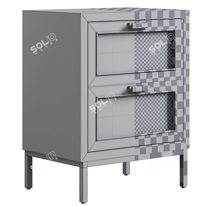 Black Cane 2-Drawer Bedside Table 3D model image 4