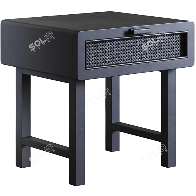 Sleek Black Cane Bedside Table 3D model image 1