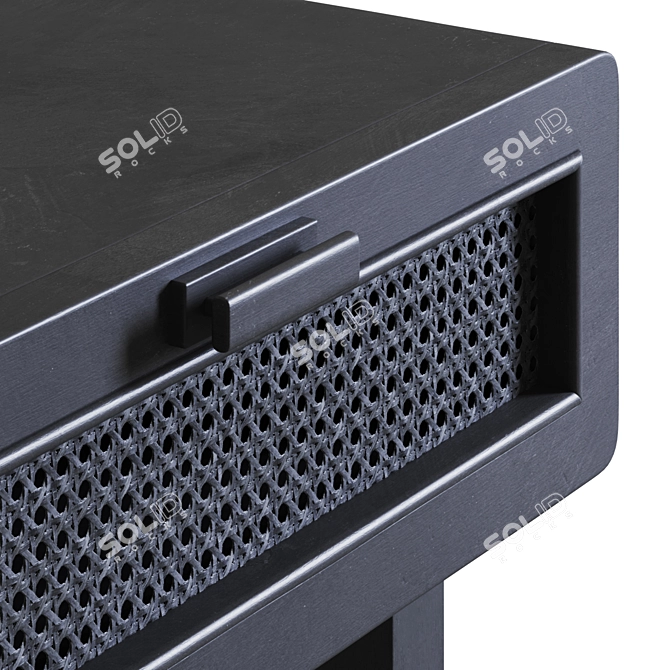 Sleek Black Cane Bedside Table 3D model image 2