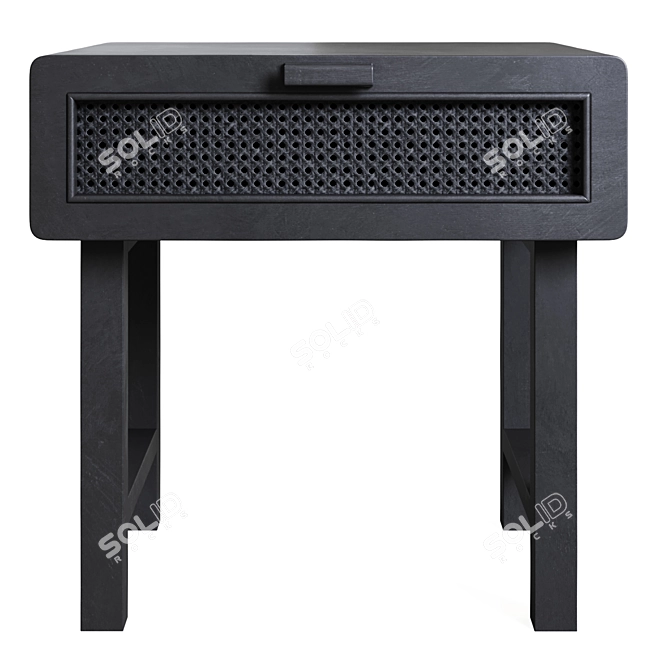 Sleek Black Cane Bedside Table 3D model image 3