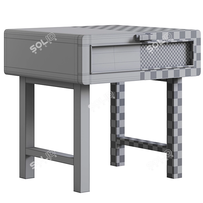 Sleek Black Cane Bedside Table 3D model image 4