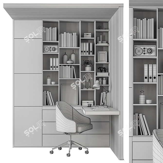 Home Office Desk & Bookcase 3D model image 3