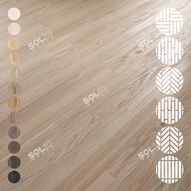 Oak Parquet Flooring Collection 3D model image 1