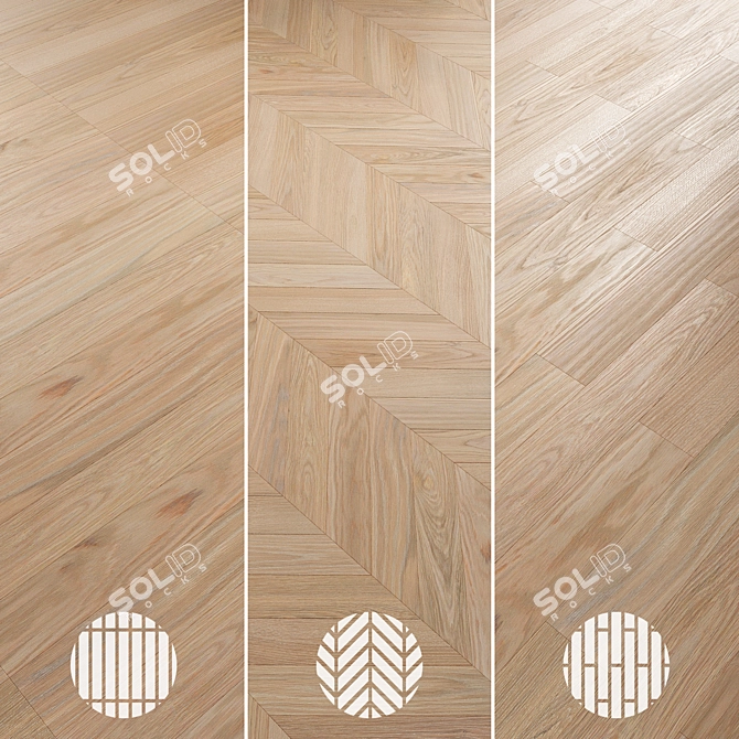 Oak Parquet Flooring Collection 3D model image 5