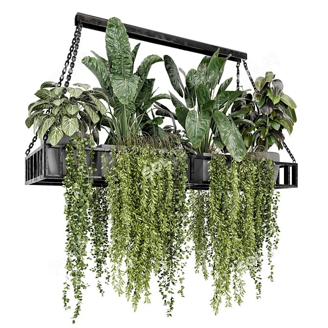 Modern Metal Box Hanging Plants 3D model image 1