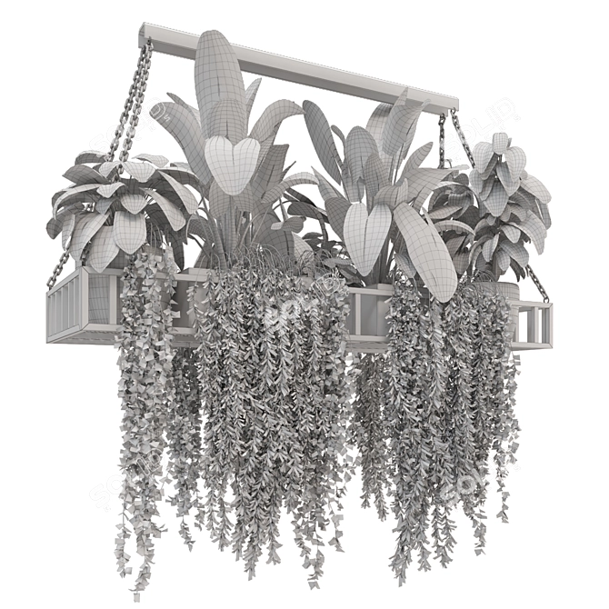 Modern Metal Box Hanging Plants 3D model image 7