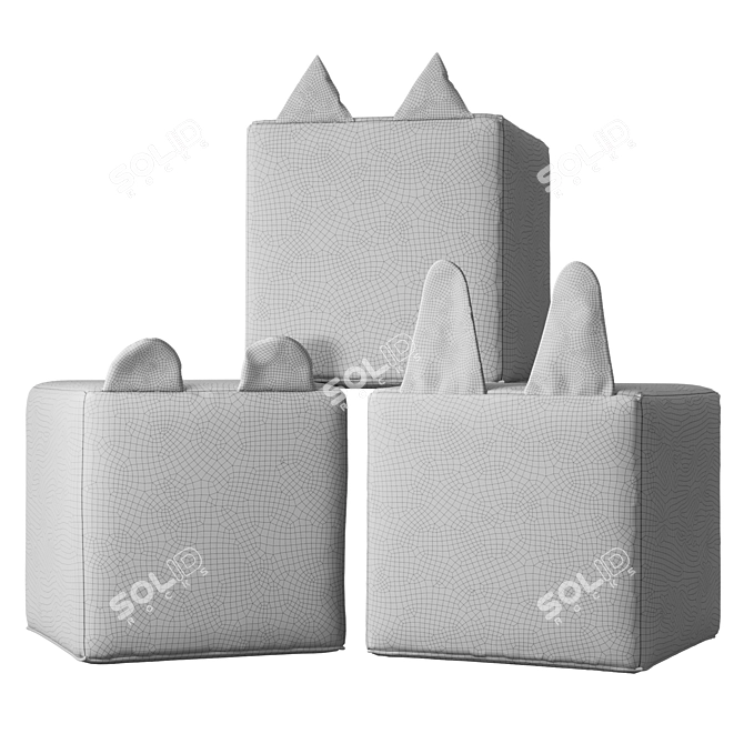Rainbow Bear Cube Poufs by Yellow Tipi 3D model image 5
