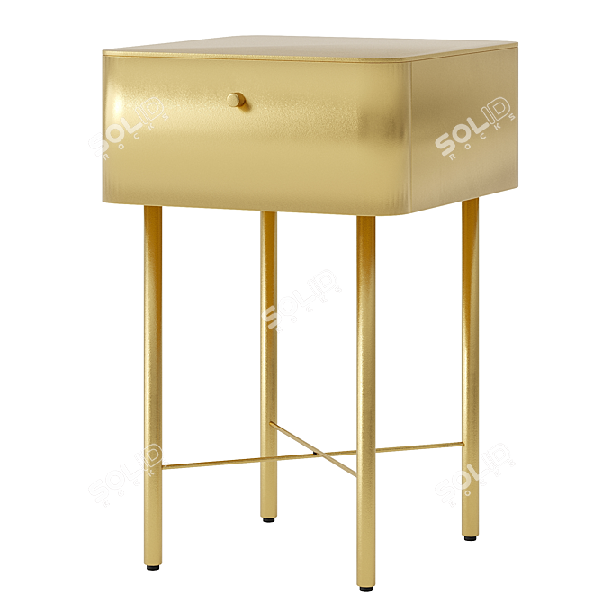 Modern Metal Drawer Bedside Table 3D model image 1
