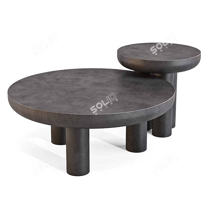 Elegant Black Cement Coffee Table 3D model image 1