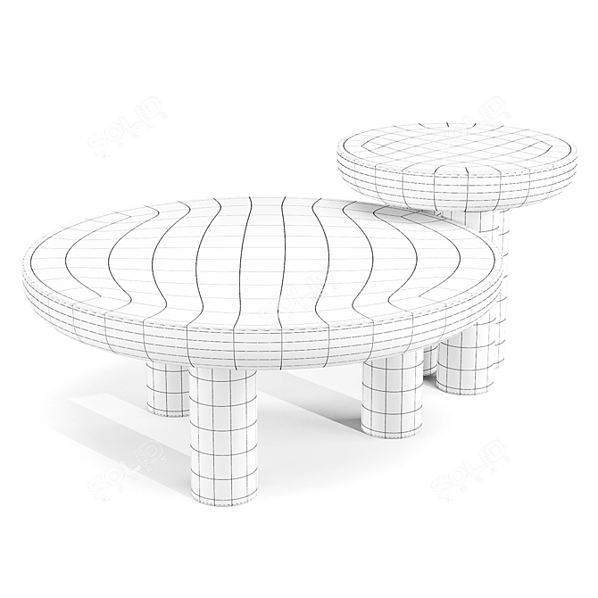 Elegant Black Cement Coffee Table 3D model image 2