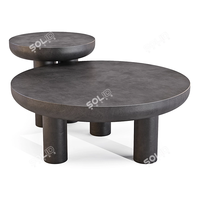 Elegant Black Cement Coffee Table 3D model image 3