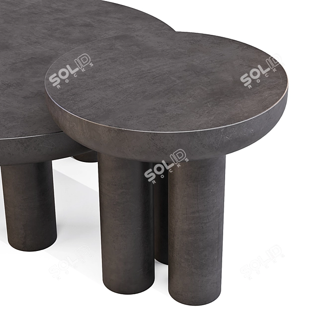 Elegant Black Cement Coffee Table 3D model image 4