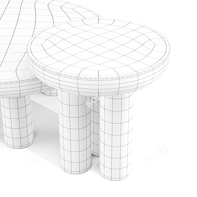 Elegant Black Cement Coffee Table 3D model image 5